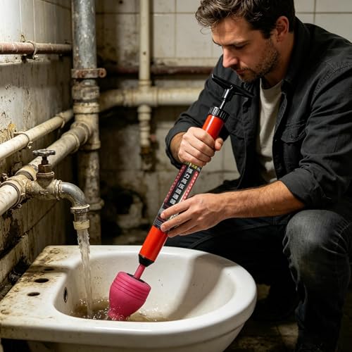 Desatascador de presión de aire con cabezal de 180 grados para tuberías domésticas 3