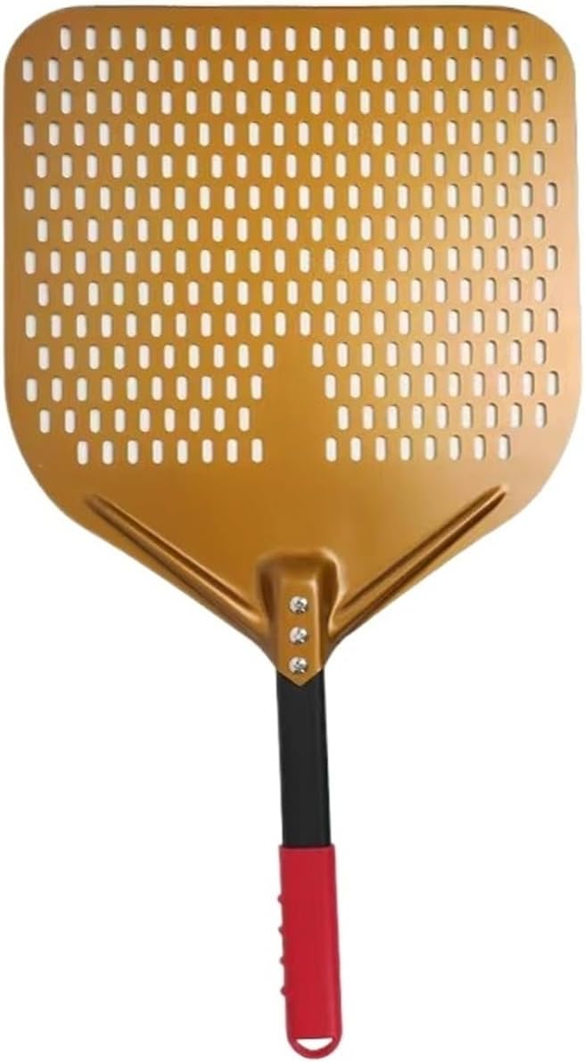 Big Pizza Shovel 12 14 Inch Turning Paddle Hard Anodized Short Handle Square Pizza Turner Aluminum Pizza peel Nonstick for Oven(Red 12inch 61cm SET1)