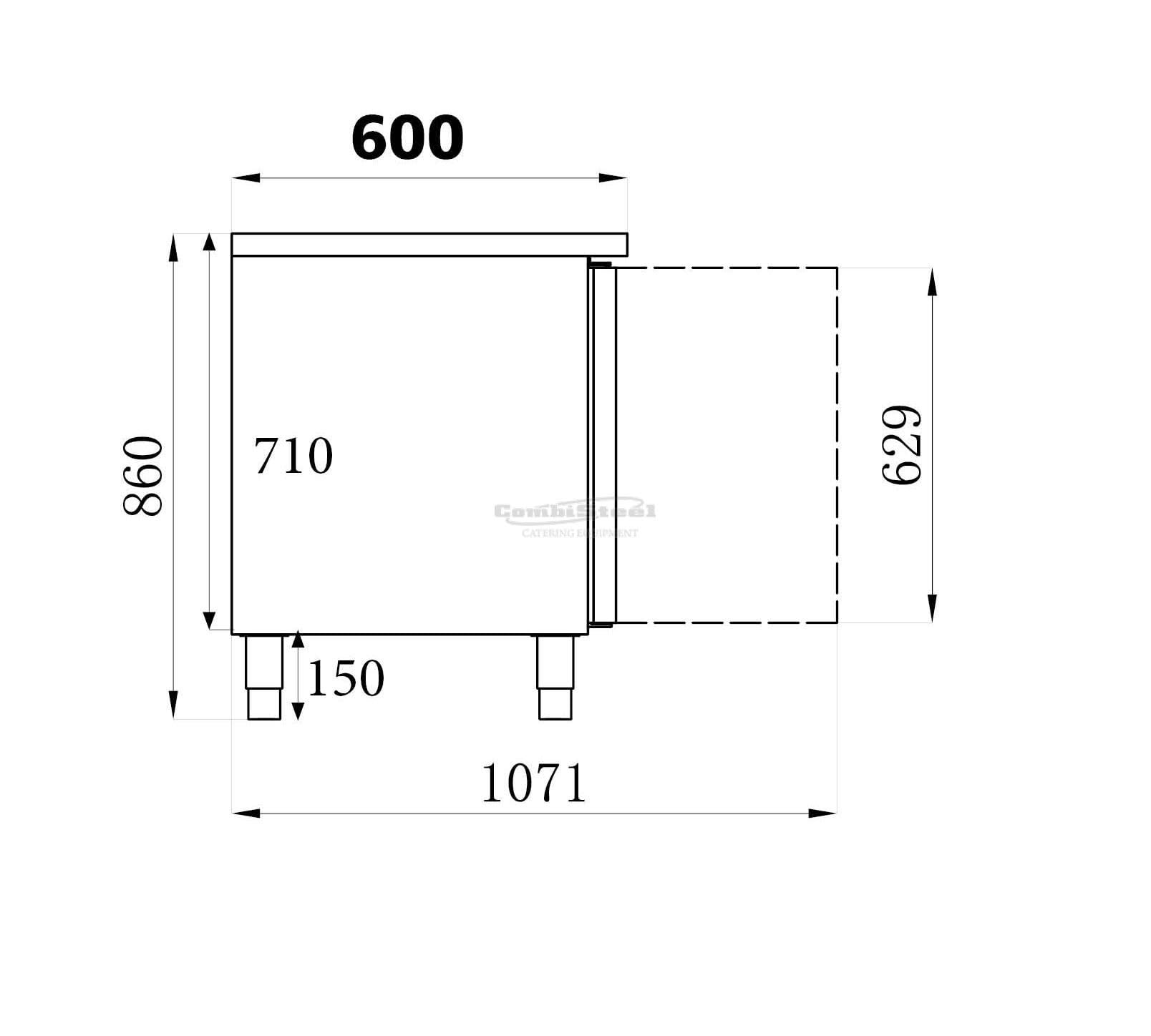 Table réfrigérée positive - Profondeur 600 3 portes - Combisteel