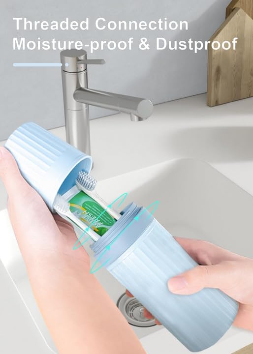 Miniatura 3 de Estuche de viaje para cepillo de dientes, soporte para vasos de cepillo de dientes de viaje azul para cepillo de dientes y pasta de dientes,