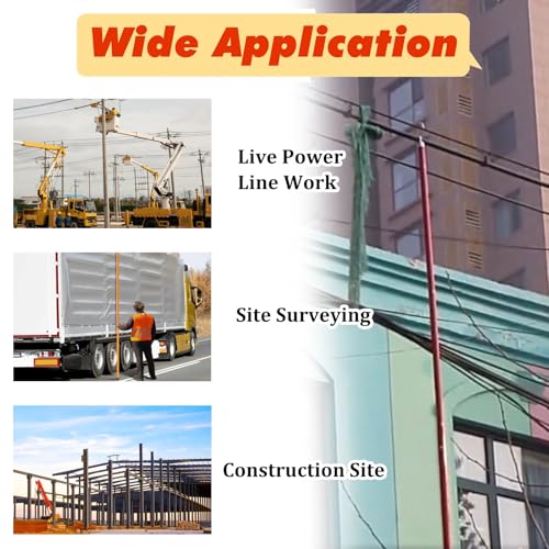 High Voltage Epoxy Resin Height Measuring Pole Stick for Linemen & Telecom Workers - 19.7ft/6m with Durable Carrying Bag (Yellow) - Essential Surveying Equipment
