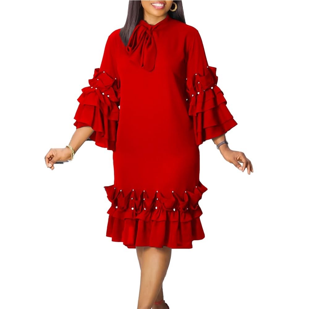chinese dress ladies Amazon.com: fzmnwwc Large Size Loose Dress Elegant Ties with Multi Layered  Ruffle Edge Flare Sleeves Loose Large Size Dress(Red,S) : Clothing, Shoes &  Jewelry