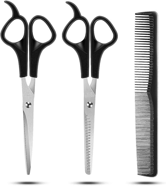 Tifurko Combo of 2 Hair Cutting and Trimming Scissors for Salon and Home Use for Men and Women (6.5 inch) black-image-16