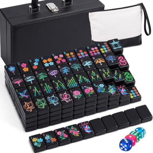 Soulchen 1.2-Inch Acrylic Midnight Blossom American Mahjong Set, 168 Tiles