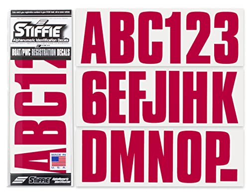 Image of STIFFIE Uniline Burgundy 3 inch Boat & PWC Registration Decals • Numbers Letters Stickers