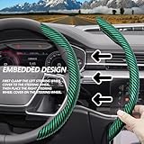 2pcs Universal Fit Carbon Fiber Steering Wheel Cover, Anti-Skid Steering Wheel Cover/Segmented Steering Wheel Protector/Car Interior Accessories (Bright Green) - Image 5