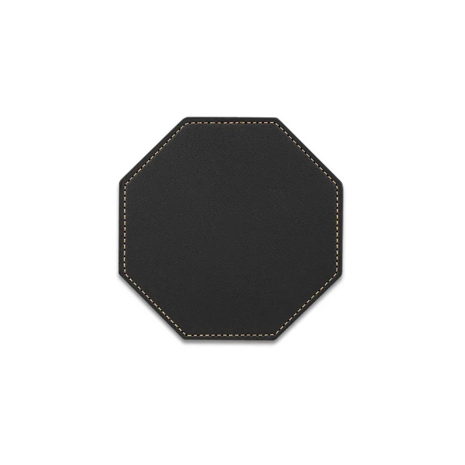 Insulated Coasters 12pcs Coaster Faux Leather Coasters for Home Decor Round Cup Pads Tea and Water Cups Coffee Mats Dish Drying Placemat for Home Decor Dining Table(Black-C)