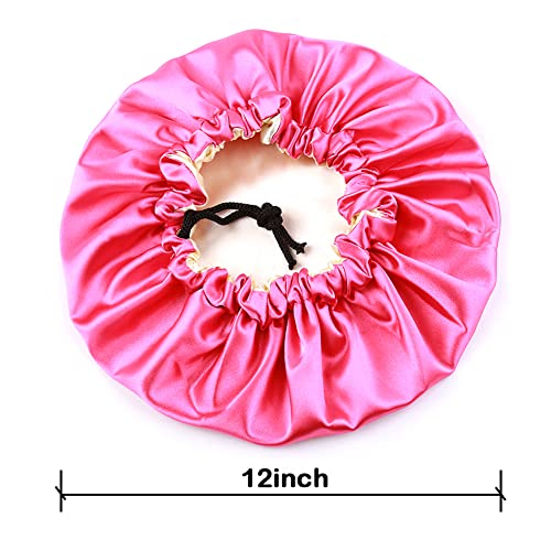 Image of Extra Large Adjustable Double Layer Satin Hair Bonnets with Drawstring for Women Night Sleeping Long Silky Satin