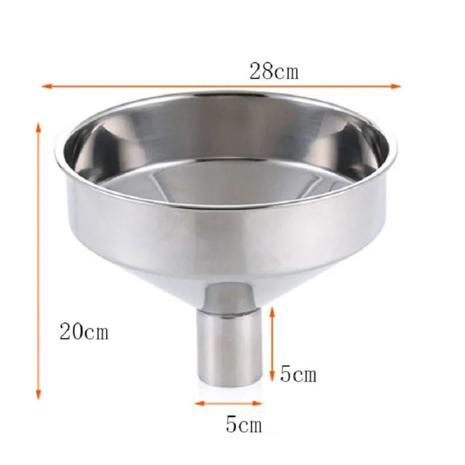 Gran Embudo Inox Embudo de acero inoxidable, embudo grande cocina, herramientas filtro aceite líquido, boca ancha Metal for llenar botellas y latas(28cm)