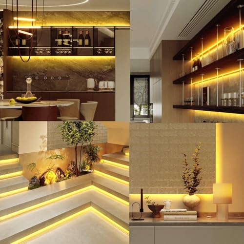 Image of LED Strip Lights 33ft Dimmable 3000K Bright Warm White Strip Lighting, 10M 600 LEDs 2835 Flexible Ribbon Light 12V LEDs Tape LED Lights for Bedroom Kitchen Home Decoration