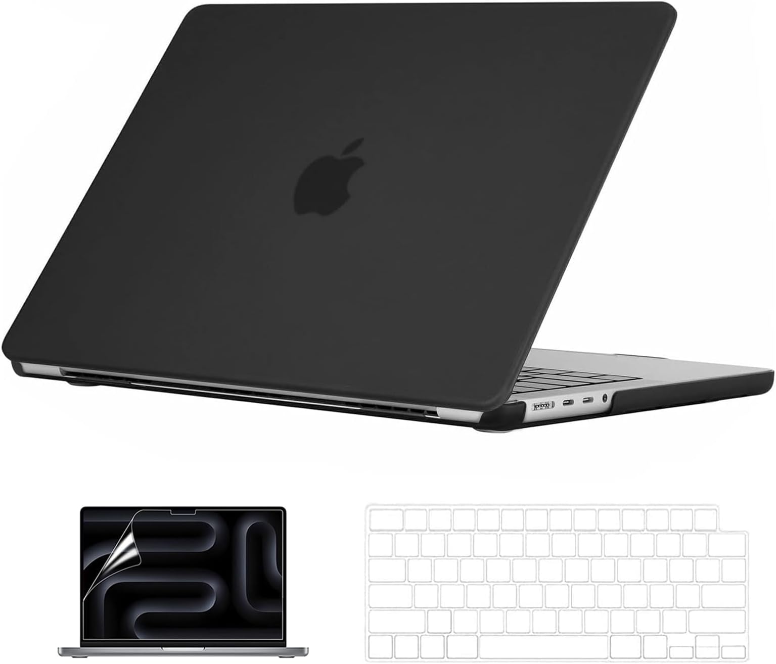 EooCoo Case Compatible for MacBook Pro 16 Inch M5 2026 2025 2024-2021 M4 M3 M2 M1 Pro/Max, A3429 A3428 A3403 A3186 A2991 A2780 A2485, Hard Shell Case&Keyboard Cover Skin&Screen Protector - Matte Black