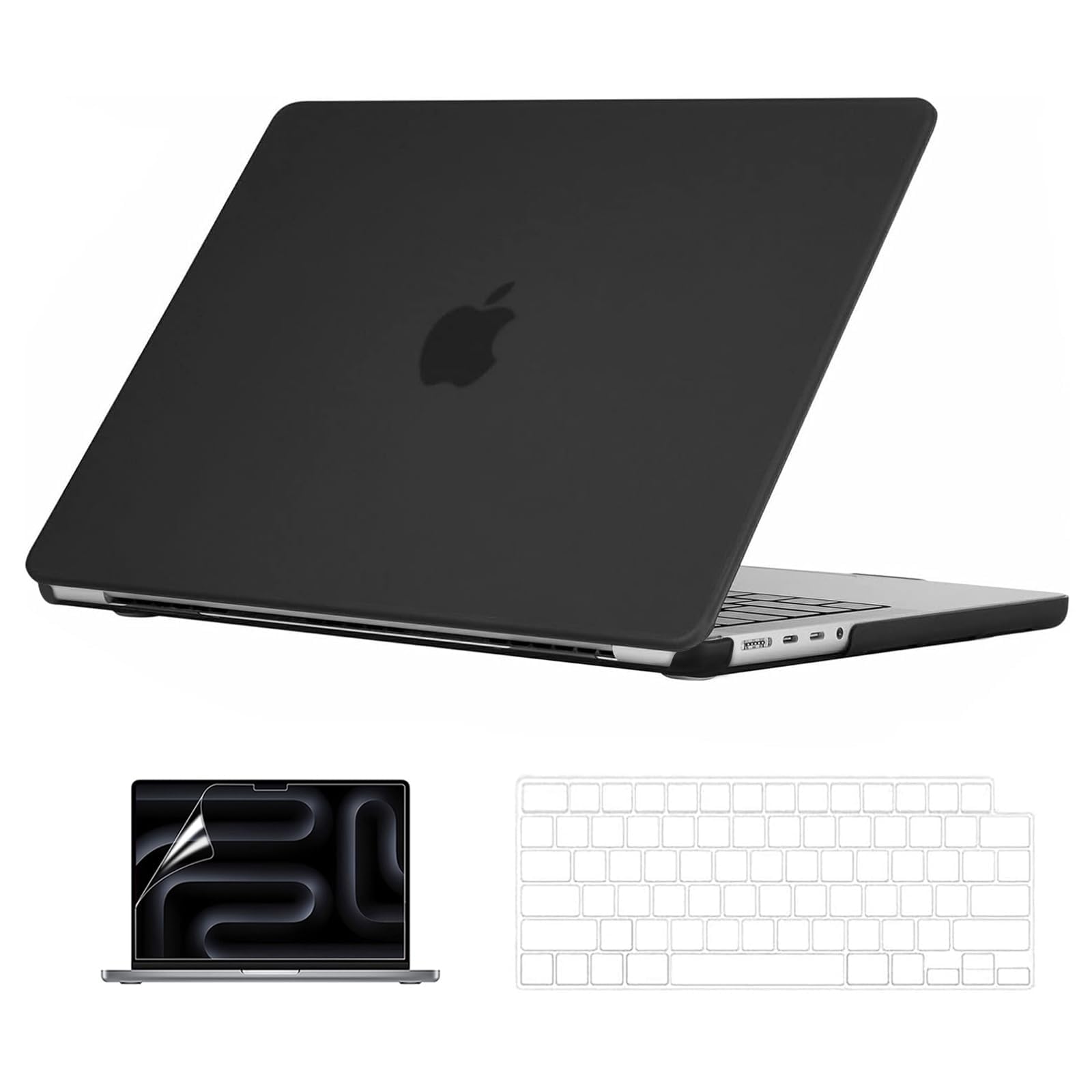 EooCoo Case Compatible for MacBook Pro 14 inch M5 2025 A3434,2024-2021 M4 M3 M2 M1,A3112 A3185 A3401 A2918 A2992 A2779 A2442 Pro Max,Laptop Hard Shell Cover&Keyboard Skin&Screen Protector-Matte Black