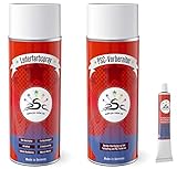 2 Arbeitsschritte Set 3 : 400ml Lederfarbe Spray & 400ml Leder-Reiniger & 8gr Flüssigleder Tube passend für Nissan Grau - zum färben und Restaurieren von Ledersitzen, Lederschuhen & Anderen Lederartikeln
