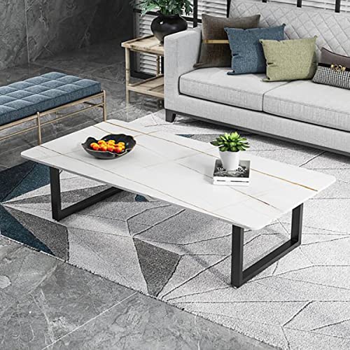XIAOPENG Mesa de centro práctica rectangular de la losa de la roca del pequeño apartamento con los pies en forma de U estilo minimalista 120 * 60 * 45 cm Cover