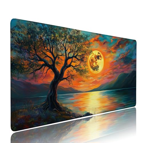 Tapis de souris XXL sunset 100x50 cm avec sous-main de bureau étanche et base antidérapante