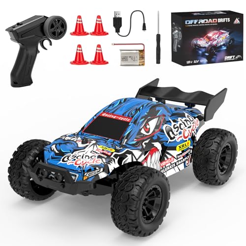 1:32 High Speed 25 KM/H(Peak) Monster Remote Control Car with LED Lights, Speed/Steering Adjustable Drift rc Car with Rechargeable Battery, 360° Rotation - Boys Toys Gifts for Christmas Birthdays