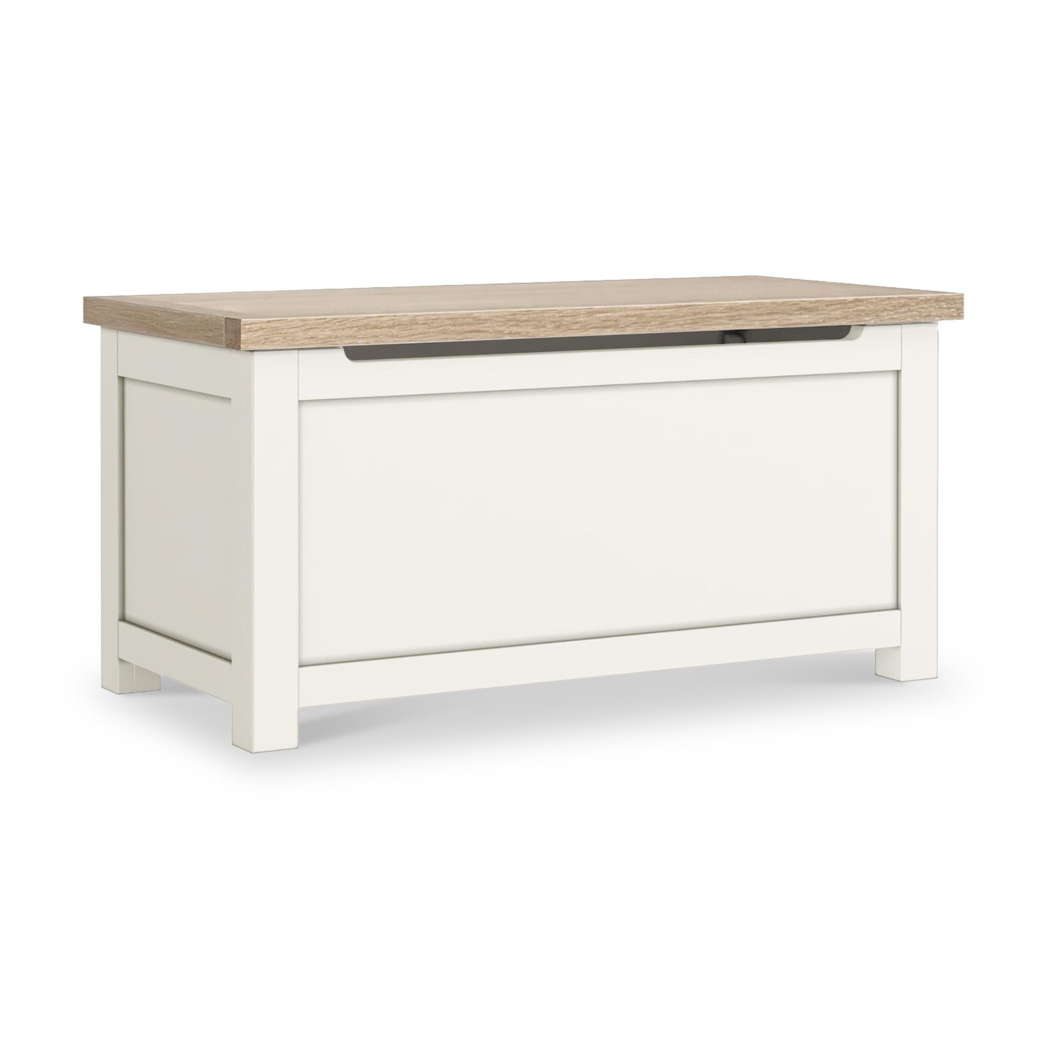 Farro Coconut White Blanket Box With Washed Oak TopFully Assembled By Roseland Furniture from B&Q