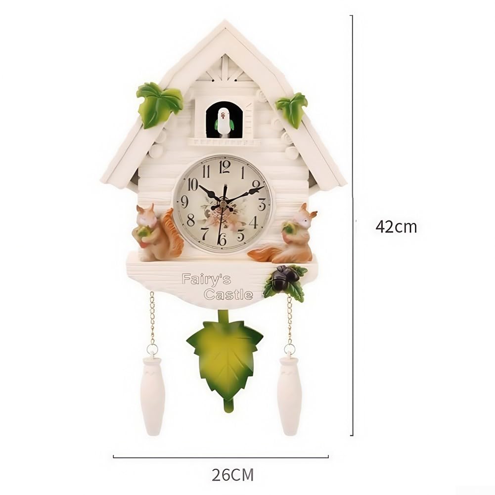 Zoegneer Orologio a cucù da parete con pendolo, orologio a cucù da parete, design a chalet in stile moderno, orologio decorativo da parete per soggiorno (marrone)