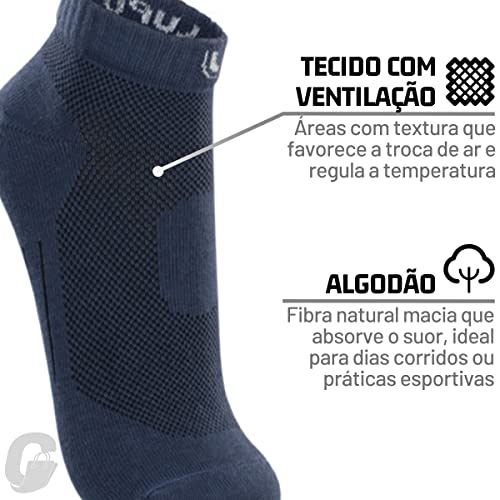 Kit 9 Pares Meia Lupo Sport Cano Curto Algodão Adulto | 5 Pretas - 2 Brancas -1 Cinza - 1 Azul | 41-