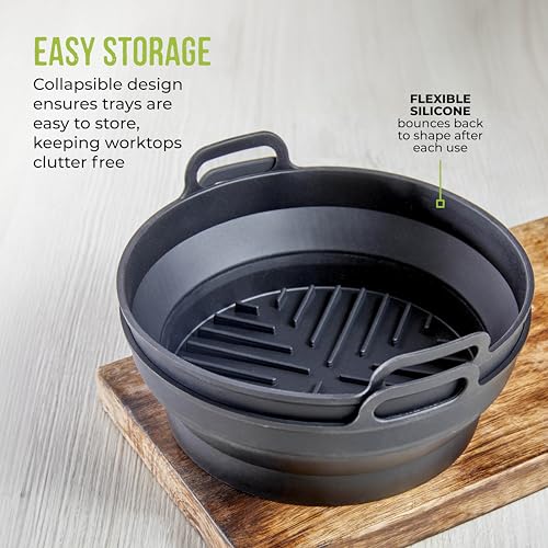 Tower Round Air Fryer Trays, 2pc Circular Reusable Premium Grade Silicone Liners, Suitable for Most Air Fryers 4L and Up, Including Tower Vortx and Ninja Foodi, Non-Stick, Dishwasher Safe, T843090 - Image 7