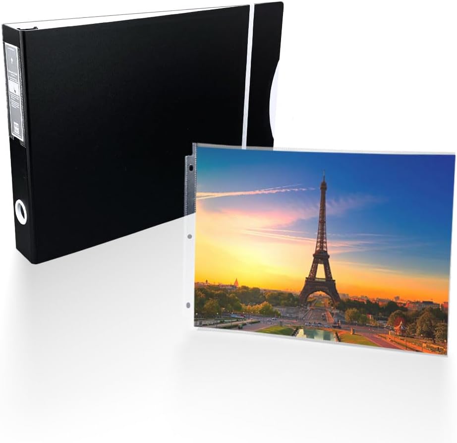 14x11 Landscape Art Portfolio 3-Ring Binder with 75 Heavy Duty Sheet Protectors, 1.5 Inch D-Ring, Archival Safe - Keepfiling