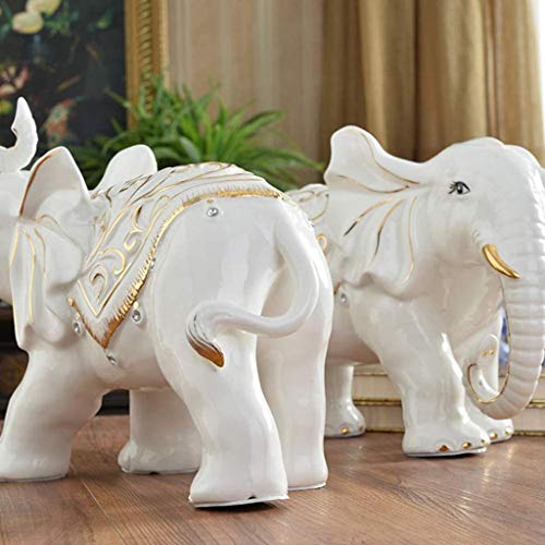 Estatua de elefante de la suerte, adornos de Feng Shui, escultura de cerámica para riqueza y prosperidad, regalo decorativo para decoración del hogar o tienda