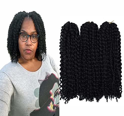 9 Bundles/Lot Eunice Marlybob Crochet Braids Hair Black 8 Inch Synthetic Kinky Curly Braiding Hair Extensions (8 inch, #1B)