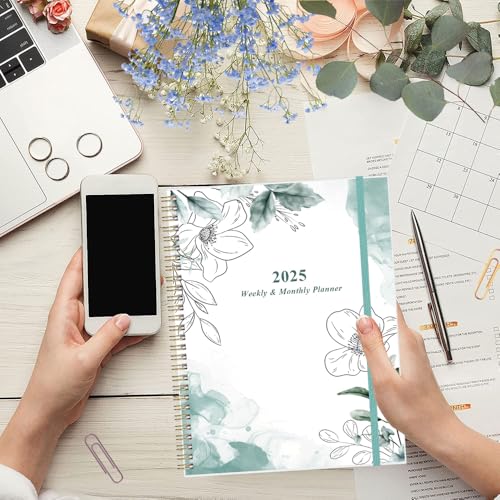2025 Planner - 2025 Weekly & Monthly Planner to Achieve Goals & Increase Productivity, January 2025 - December 2025, 8.5" x 11", Teal Floral