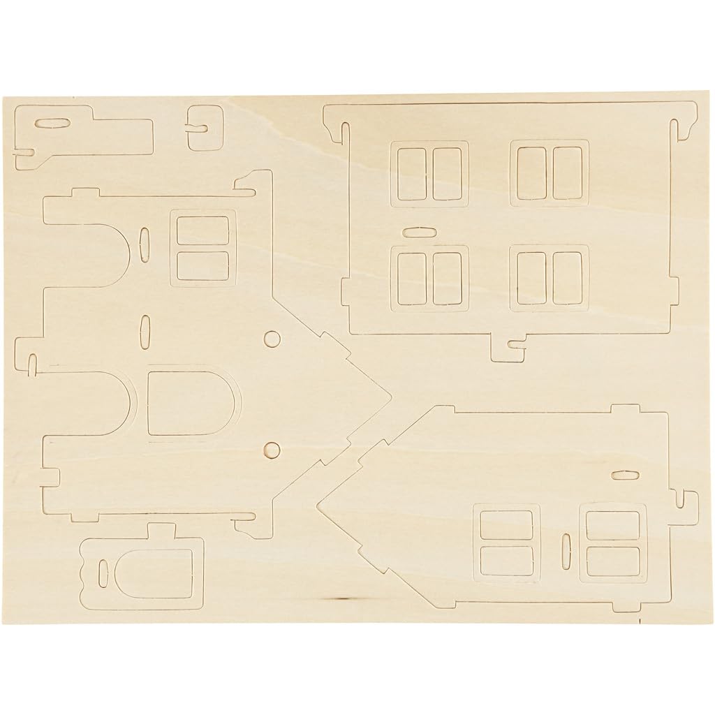 3D Wooden Construction Kit, House with veranda, size 22,5x16x17,5, plywood, 1pc