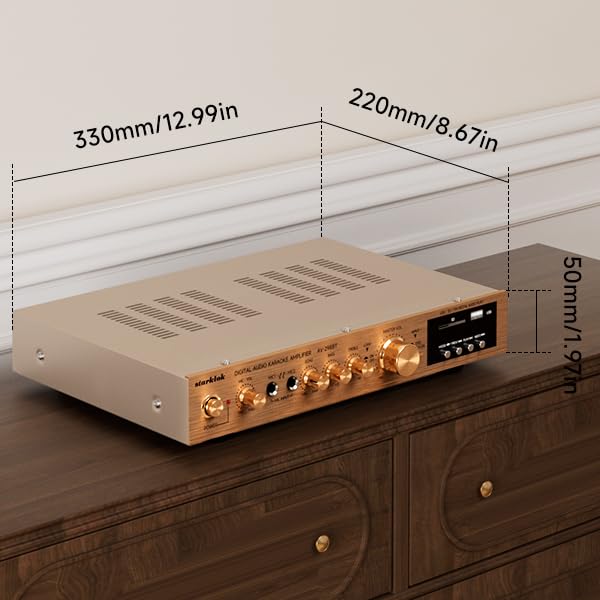 2000W HiFi Stereo Verstärker, Bluetooth 5.0, Ultra-Dünner 5cm Aluminium AV Surround Audio Verstärker, SD/USB, FM Radio
