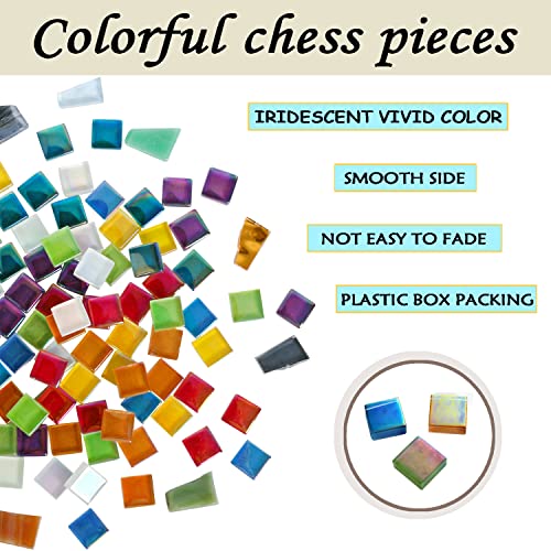 1.5Lb Mosaic Tiles Assorted Iridescent Crystal Mosaic Tiles For Crafts, Glass Mosaic Pieces Set With Box 680G Diy Picture Frames Handmade Jewelry Art Decoration Gifts (Multi Colors Set) #TOP3