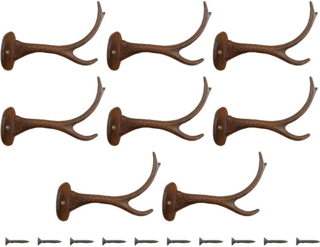 Midwest Craft House 8 CAST Iron Deer Antler Coat Hooks