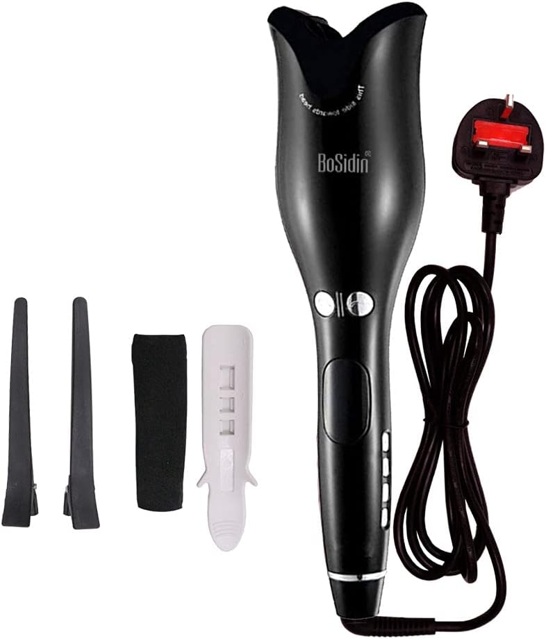 BoSidin Professional Automatic Curling Iron Air Curler Spin N Curl 1 Inch Ceramic Rotating Curler (Black)