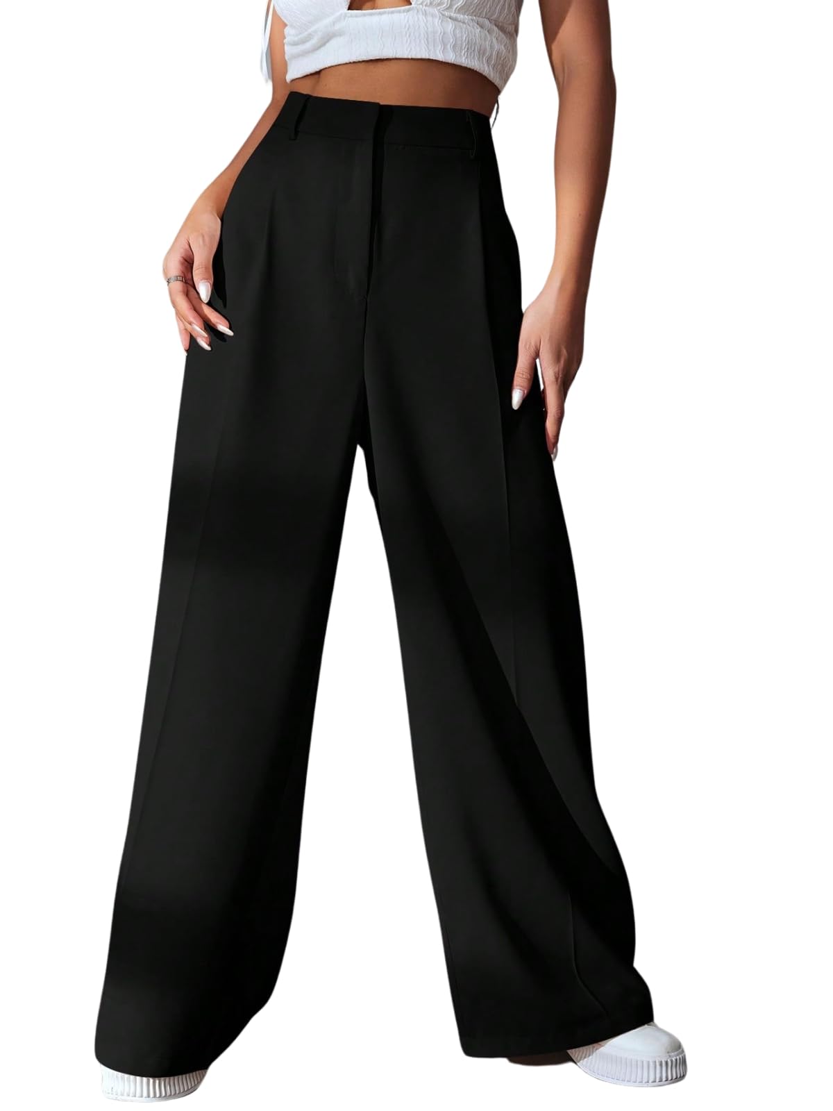 GRECIILOOKSWomen High Rise High Waist Trousers Flared Korean Style Formal Pants| Elegant Workwear for Office, College & Events (Combo Pack of 2)