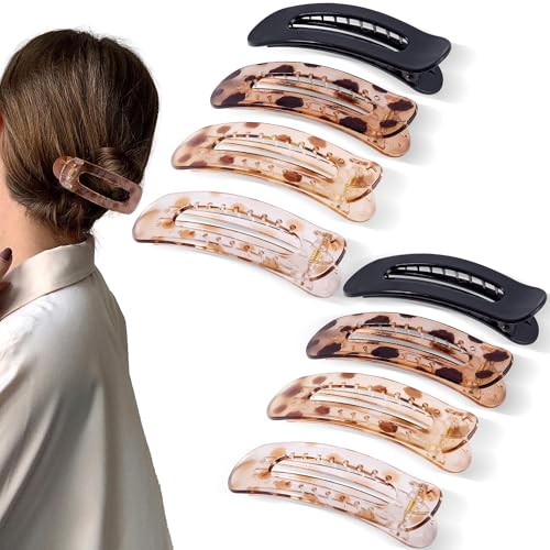 Pince plate cheveux fins anti-glisse : 8 barrettes françaises rectangulaires