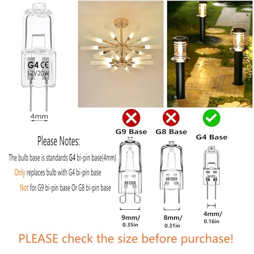 image for Snnalosses G4 Bulb,12V 20W Halogen Light Bulbs 2 Pin,G4 Light Bulbs fo