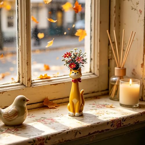 Jarrón de flores para perro anticaídas para estantería y salón 6