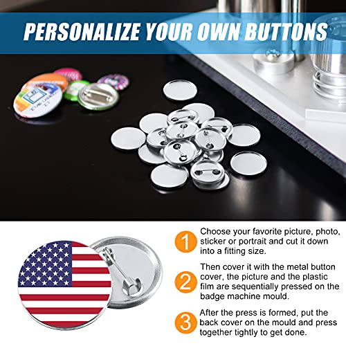 600 Pieces Blank Button Making Supplies Round Badge Button Parts Metal Button Pin Badge Kit For Button Make Machine, Including Metal Shells Metal Back Cover And Clear Film (1 Inch) #TOP5