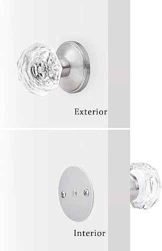 Miniatura 6 de Orger Paquete de 3 pomos de puerta de cristal para puerta de un solo lado, sin cerradura, sin cerradura, para puerta francesa/despensa de balcón,