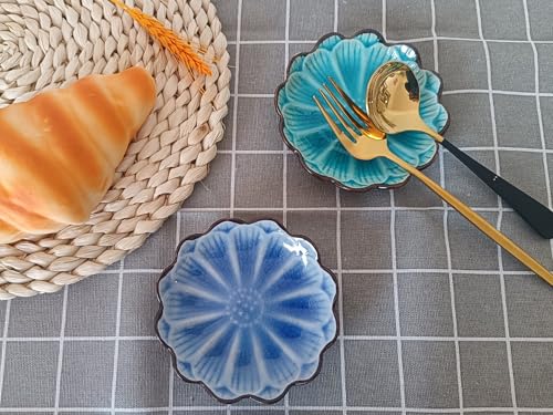 Image of Ceramic Spoon Rest for Stove Top, Flower Cute Spoon Rest for Kitchen Counter, Cooking Spoon Holder for Kitchen Counter, Utensil Rest Spatula Rest Ladle Holder Tong Rest, 1 PC (Cracks Deco, Sapphire)