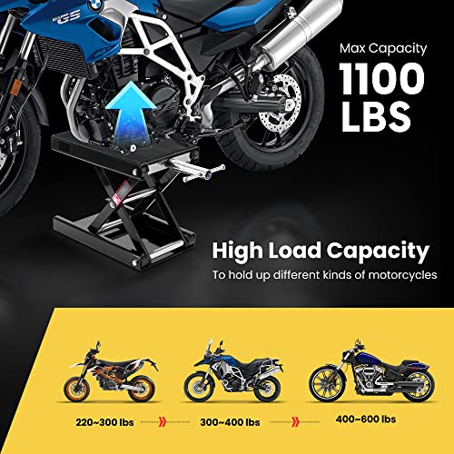 Vivohome Steel Motorcycle Atv Wide Deck Scissor Lift Jack Crank Hoist Stand 1100 Lbs Black #TOP2