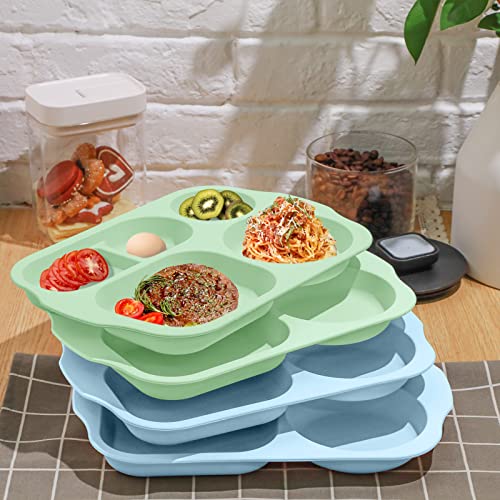 Vesici 8 Pieces Large 12 Inch Unbreakable Divided Plates Dinnerware Set Microwave Dishwasher Tray Lightweight Plates Unbreakable Tableware For Kitchen Picnic (Green, Blue) #TOP4