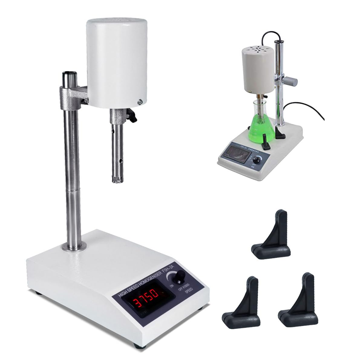 Homogenizator o dużej prędkości, emulgowanie i ekstrakcja w warunkach laboratoryjnych, odpowiedni do próbek 5-1000 ml, regulowana prędkość 8000~22000 obr./min z dwiema głowicami roboczymi