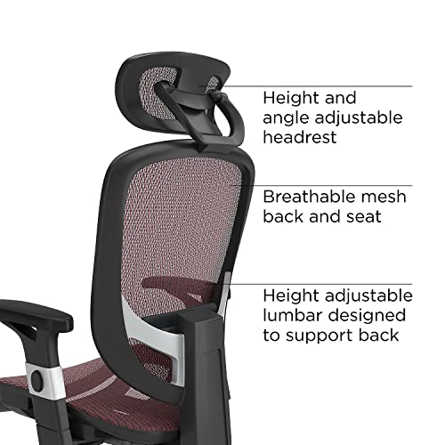 staples hyken ergonomic swivel task chair adjustable with breathable mesh amp lumbar support perfect for homeamp office maroon