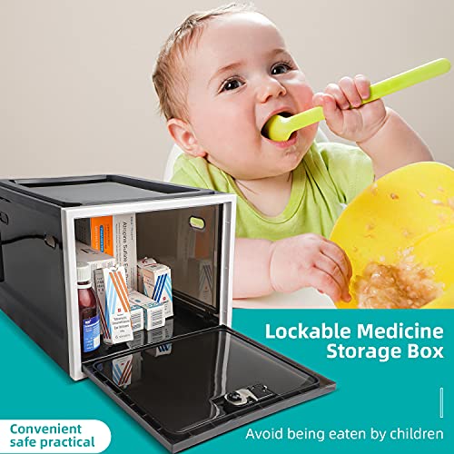 2 Pack Medicine Lock Box | Refrigerator Lockbox for Food,Drugs and Home Safety Locker Shelf | Locking Lunch Container | Tablet Looking Cell Phone Jail | Pill Case Medication Storage Lockable Boxes