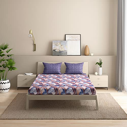 Image of Wakefit Wakefit 200 TC 100% Cotton Premium Queen Size Bedsheet (100x90 Inches) / (2.54m*2.29m) with 2 Pillow Covers Free, Mambo