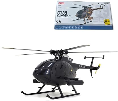 MD500 C189 RC Little Bird Aircraft Model, 1/28 4CH Single-Rotor RC Helicopter Built 6G Mode with 6-axis Gyro, 2.4GHz Helicopter Toys for Beginner Boys Girls