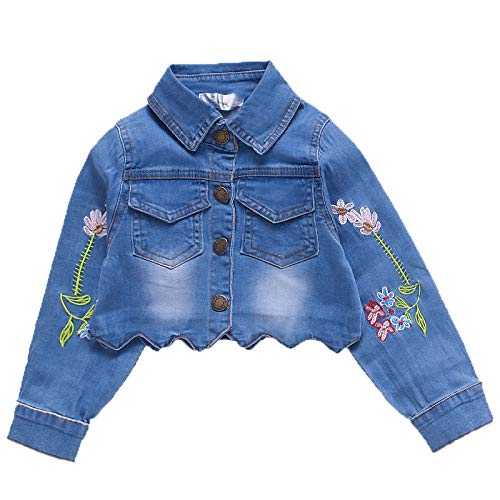 Yao 2-6 Ans Ensemble de vêtements pour Filles Printemps Automne Veste en Jean pour Enfants et Robe à Manches Longues 2 pièces(Mauve,4A) – vue 4