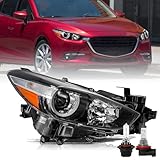 Aosky Halogen Headlights Compatible with 2017 2018 Mazda 3 Sedan 4-Door Projector Headlamp Lamps Replacement Right Passenger Side