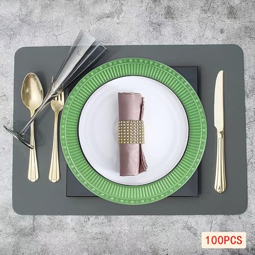 Set de 100 platos cargadores redondos de plástico 13 in miniatura 4